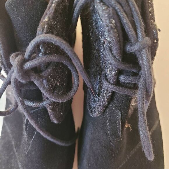 Toms Womens Shoes Boots Kala Desert Wedge Bootie Black Silver Tweed Suede 9.5 - Picture 9 of 13